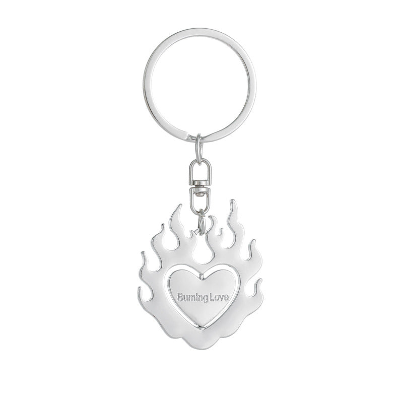 Wholesale Zinc Alloy Burning Flame Love Heart Keychain